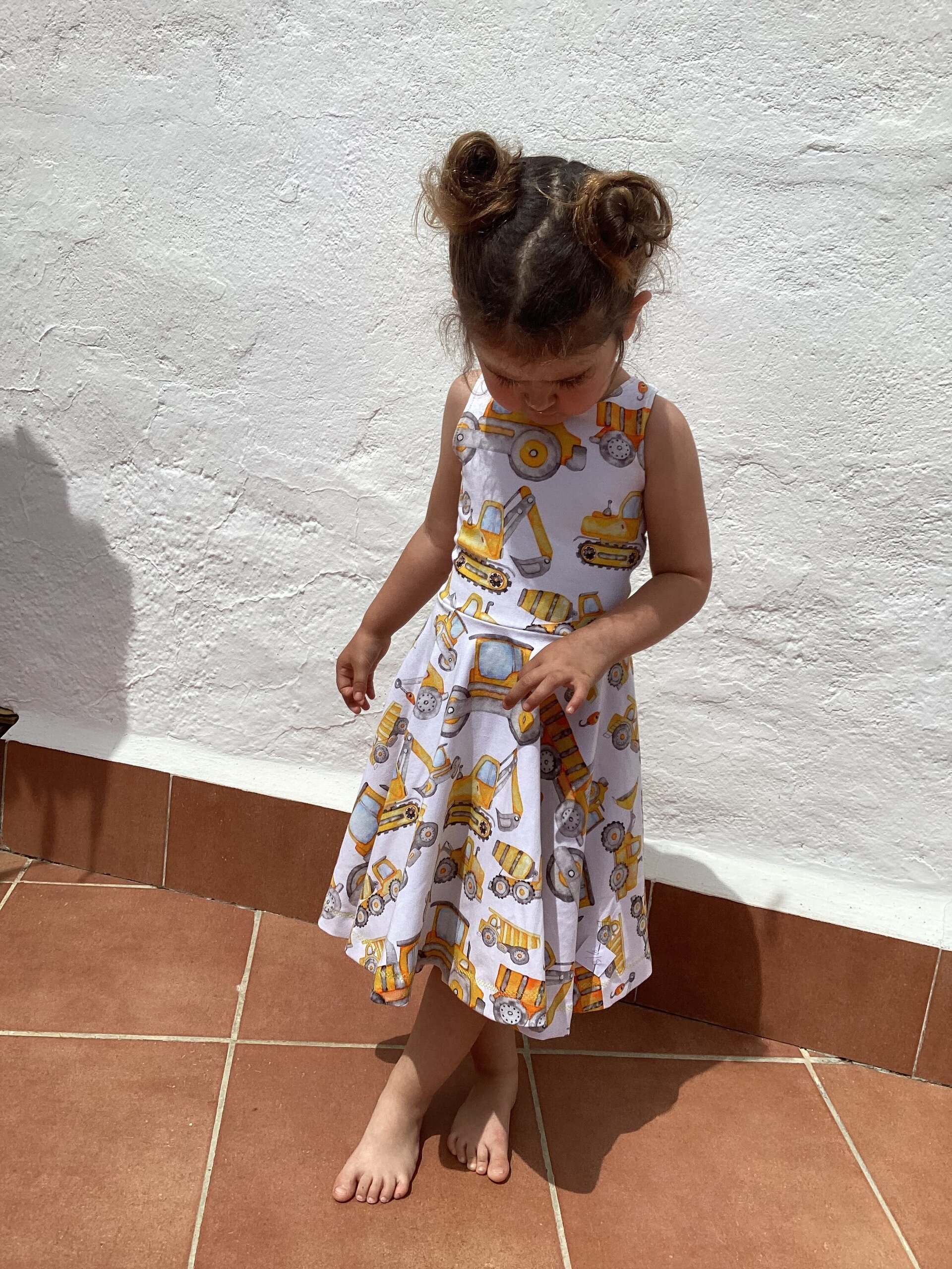 Vestido 3/6 años.  Grúas y glitter. Punto. Lazo - 2