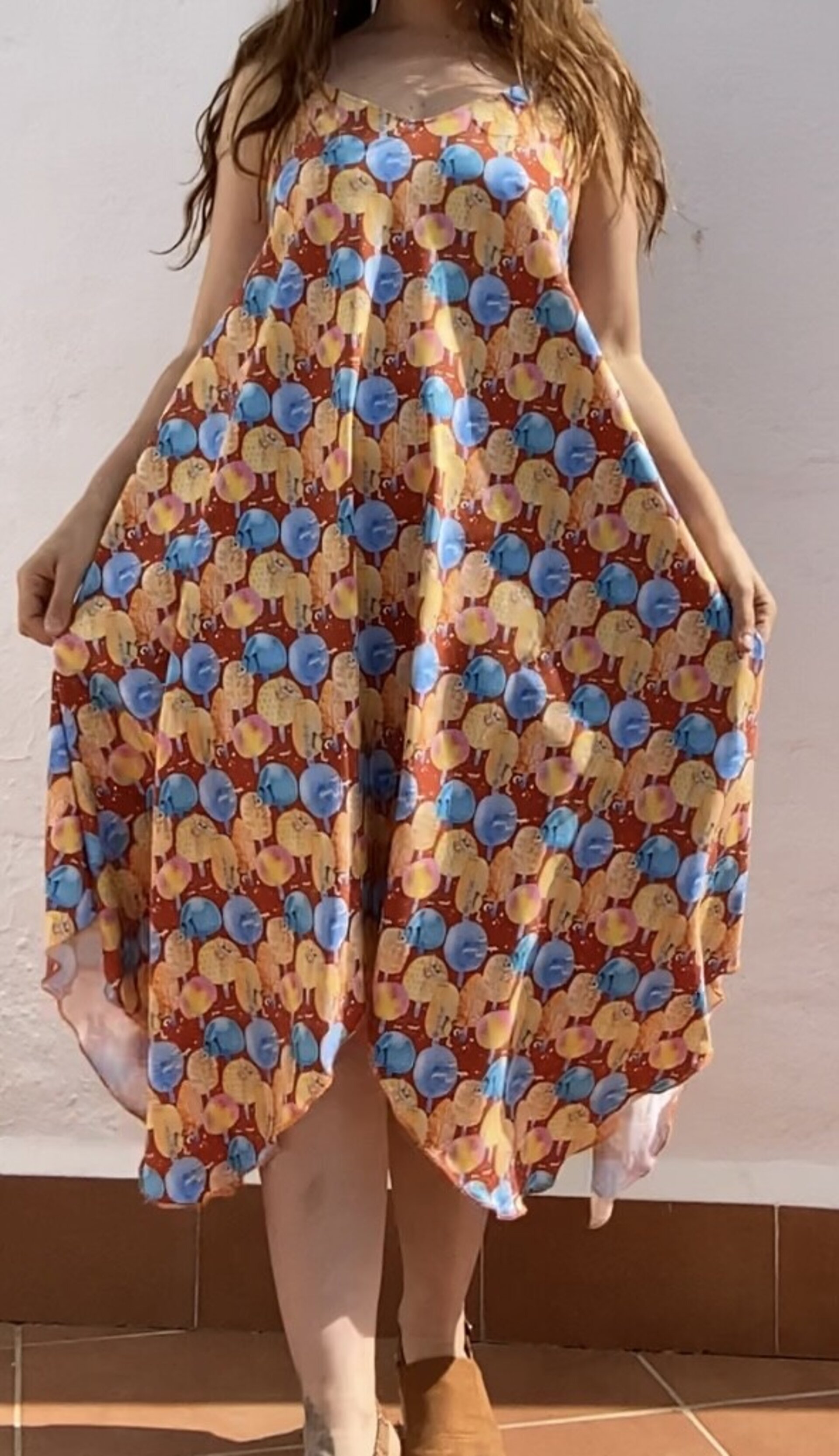 Vestido búhos y árboles. Unitalla. - 5