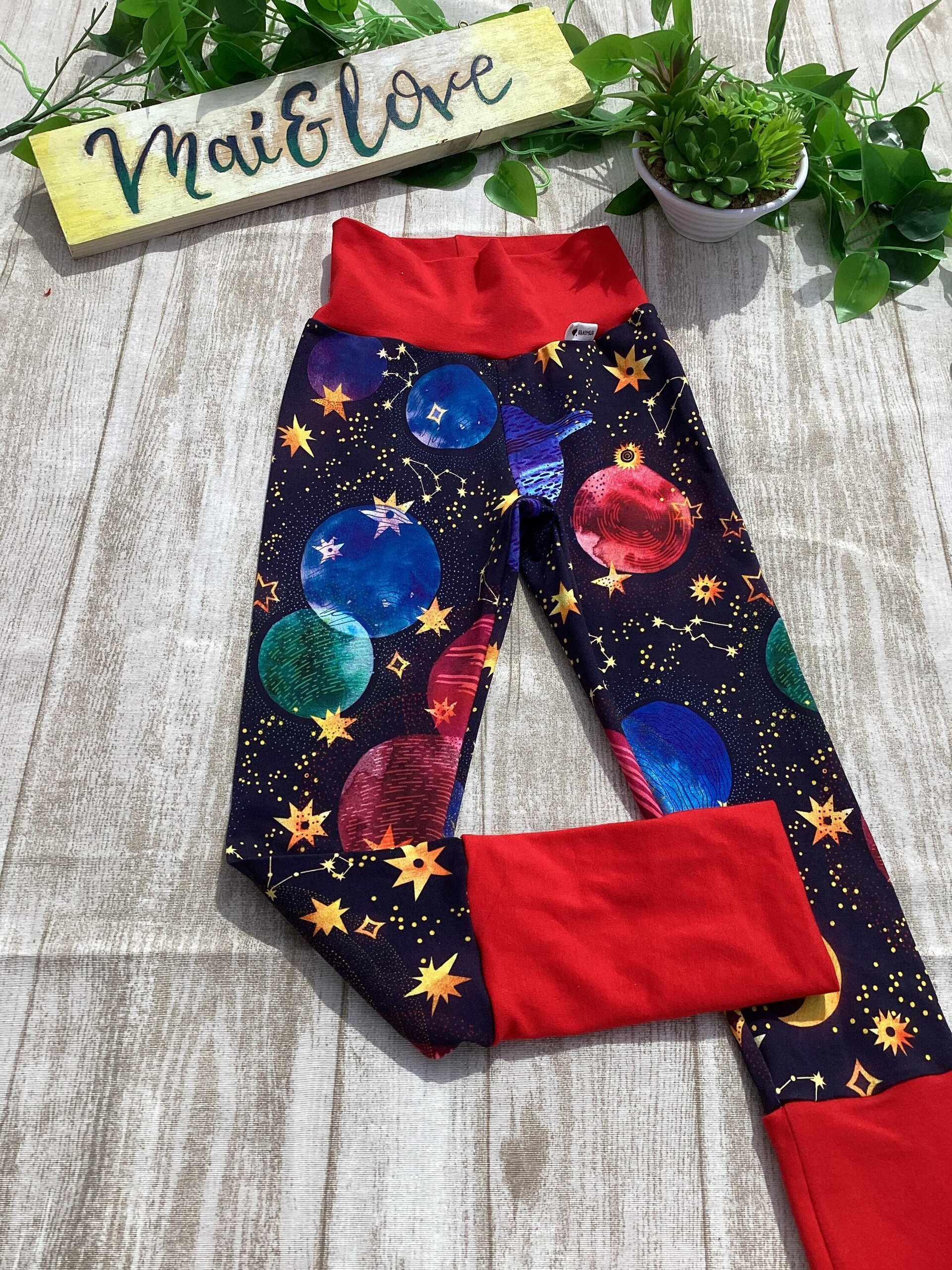 Pantalón leggins 3/6 años. Universo punteado. Punto camiseta. - 4