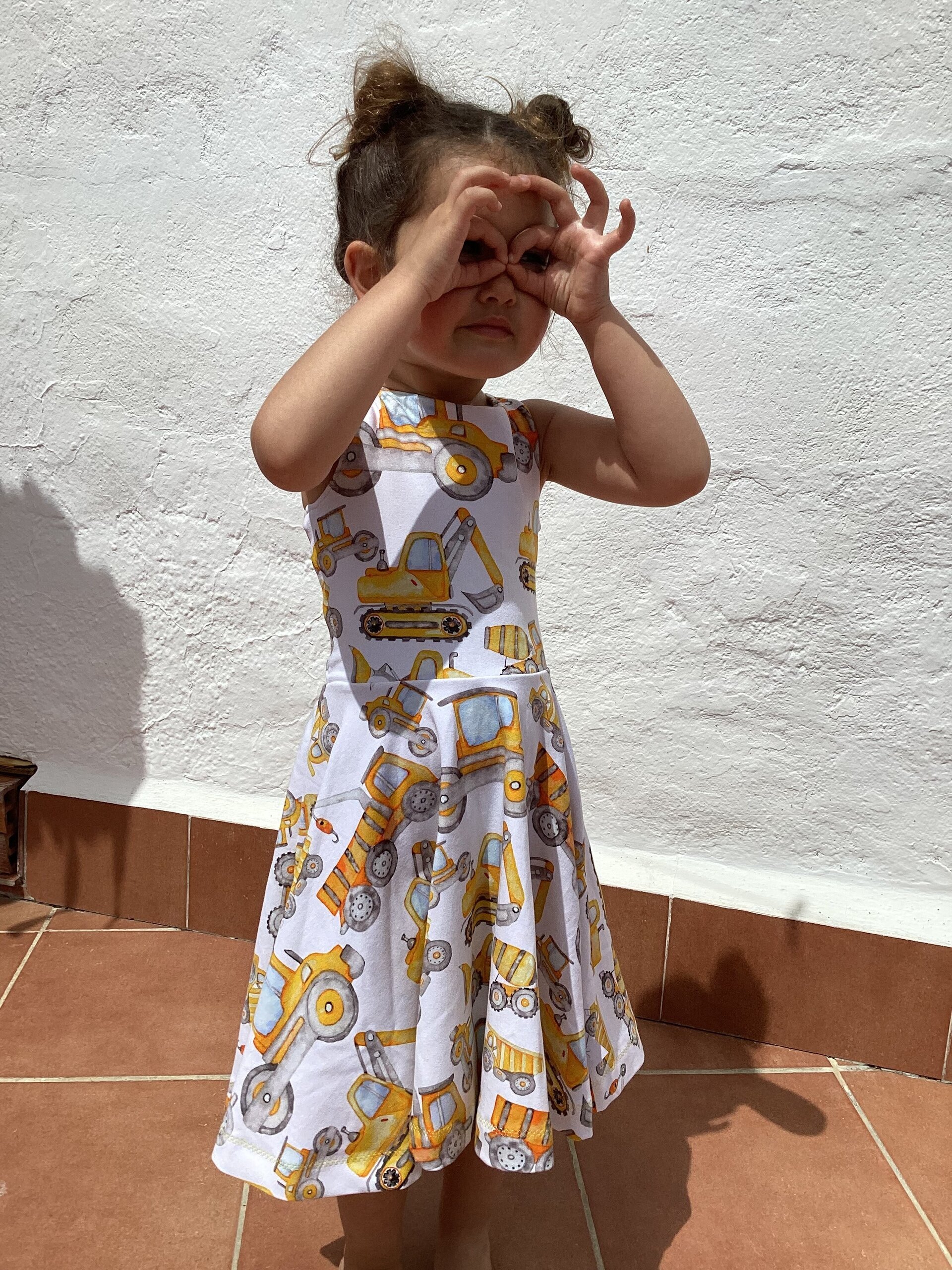 Vestido 3/6 años.  Grúas y glitter. Punto. Lazo - 5