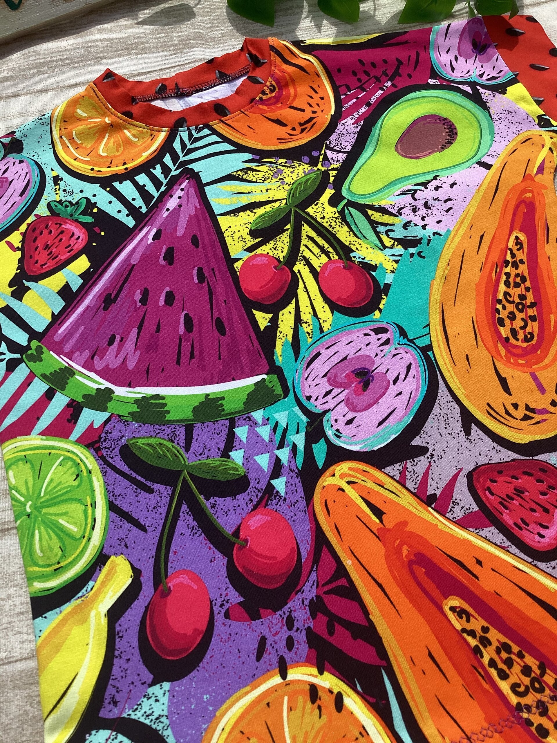 Camiseta Dolman 3/6 años. Punto. Frutas Neón y sandía. - 3