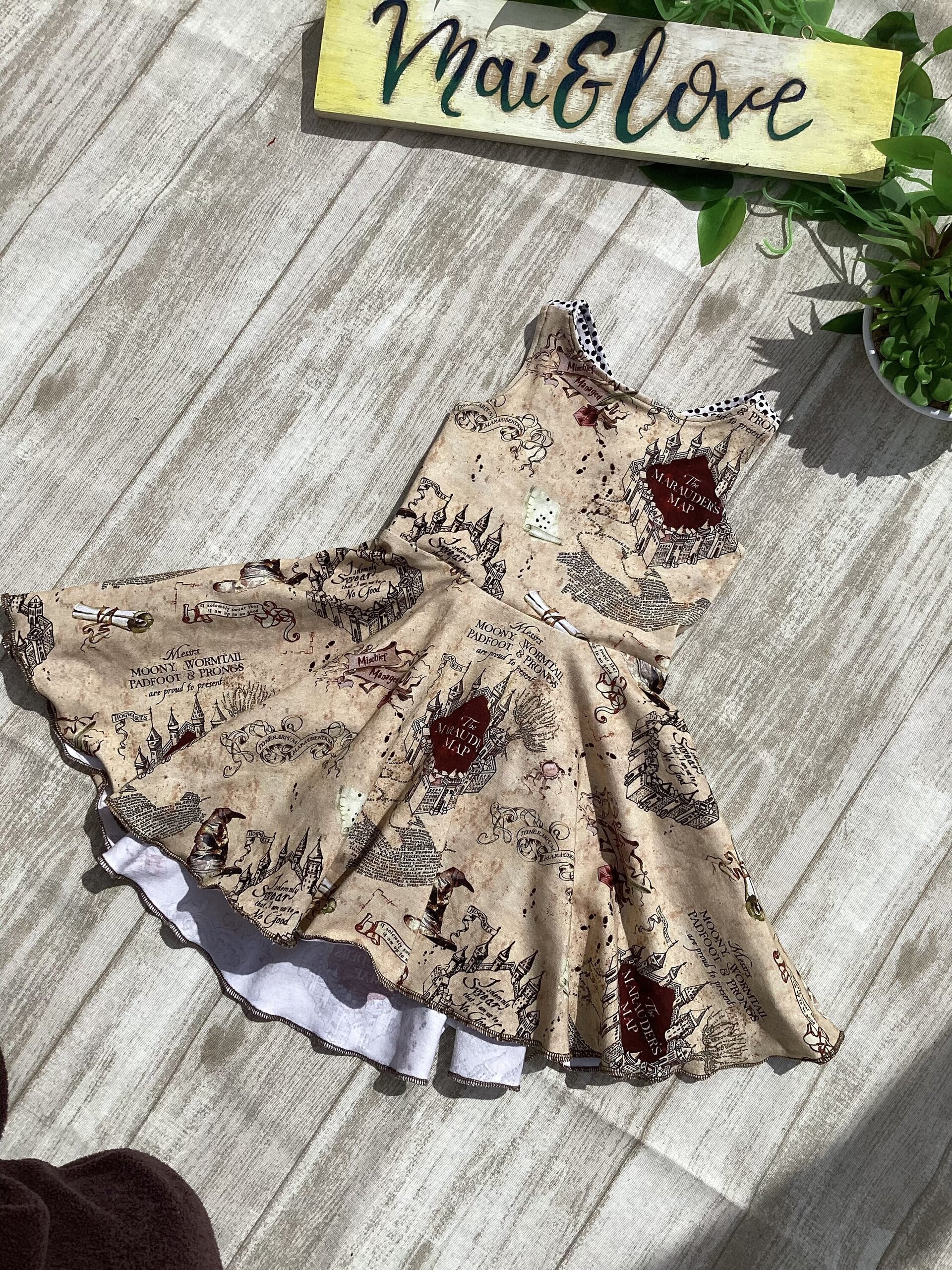 Vestido 1/3 punto. Lazo. Mapa merodeador. Harry Potter - 6