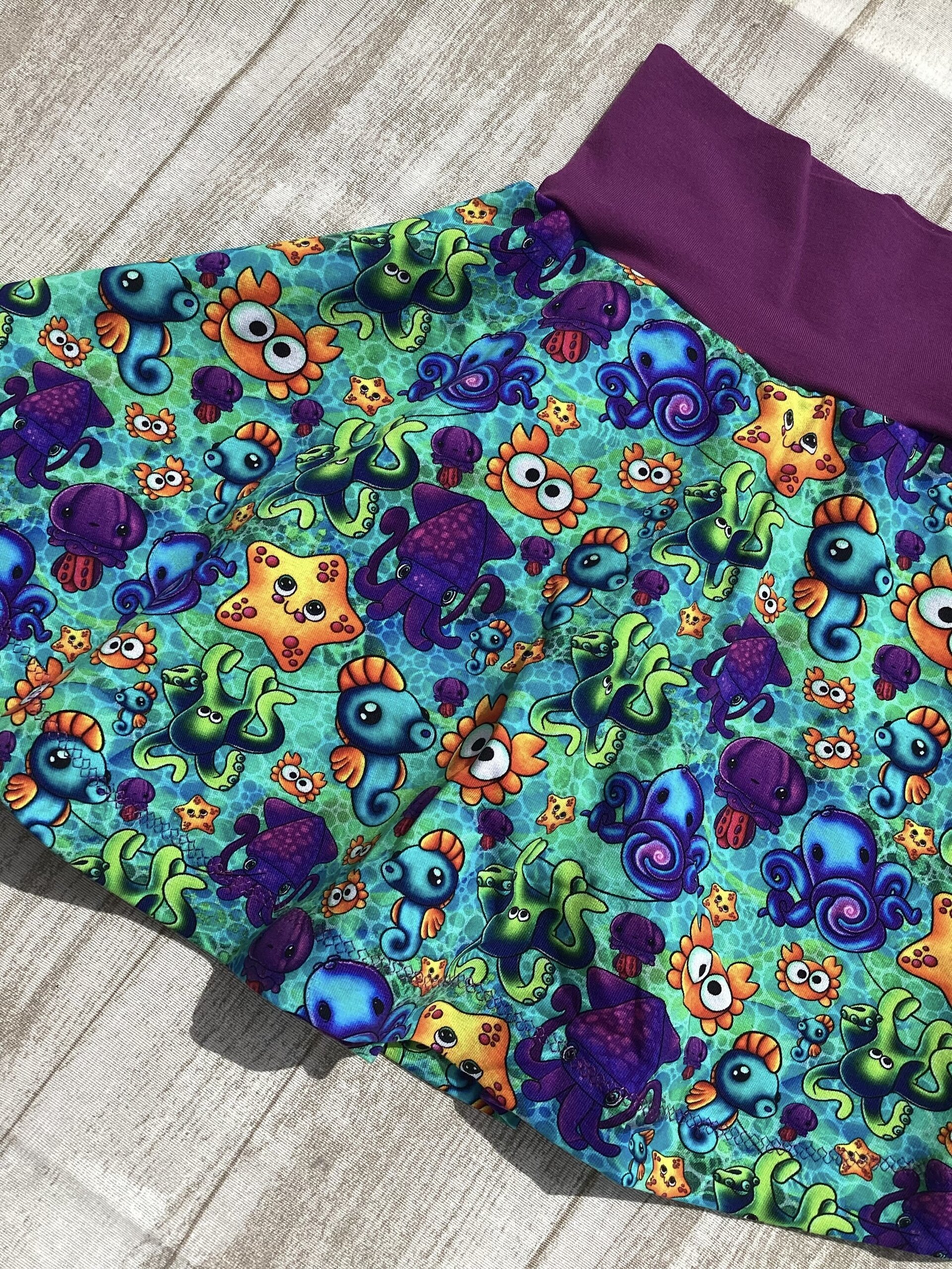 Falda con pantalón 3/6 años. Animalitos marinos. Punto - 2