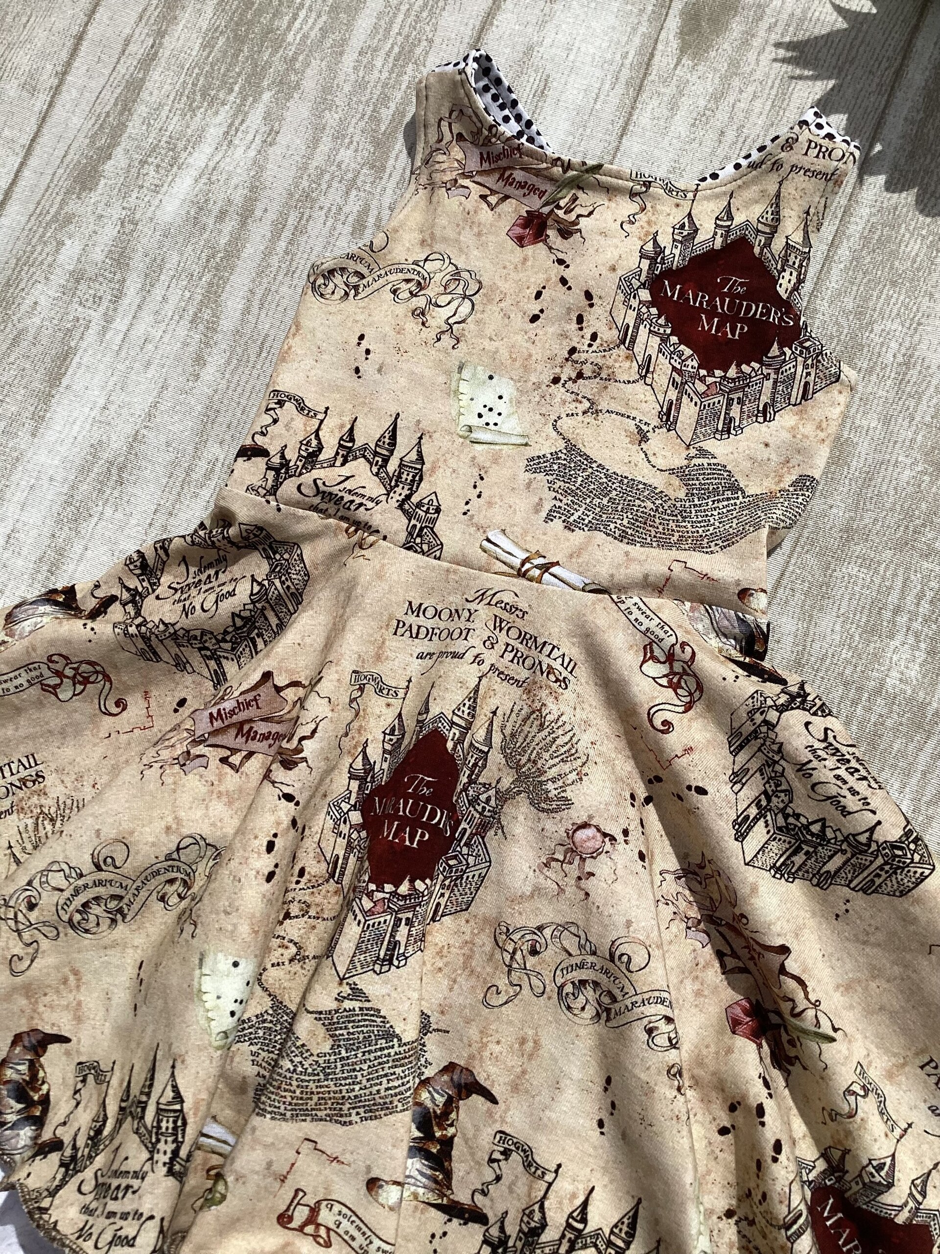 Vestido 1/3 punto. Lazo. Mapa merodeador. Harry Potter - 7