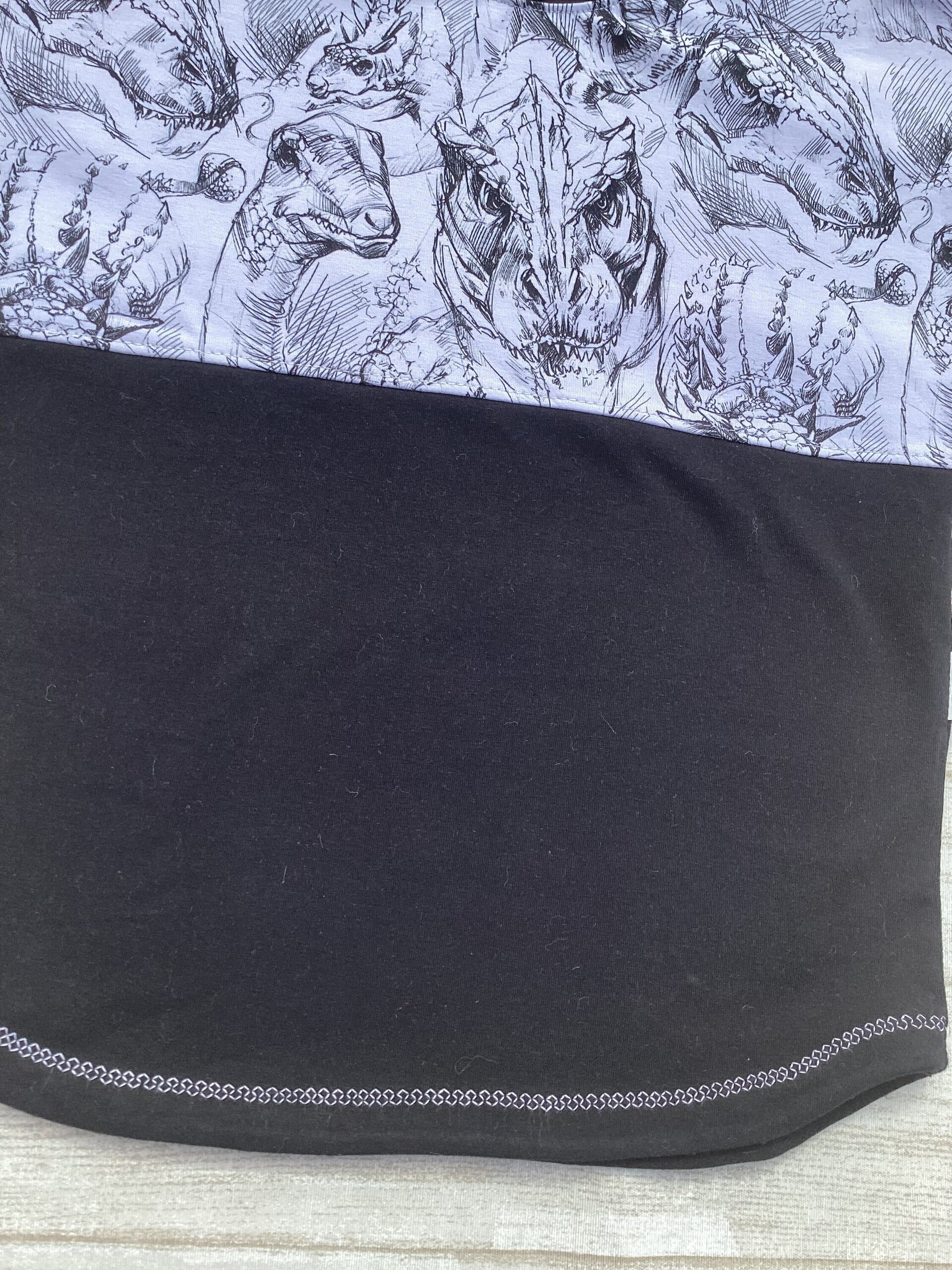 Camiseta Dolman 3/6 años. Dinosaurios lápiz. Punto. - 2