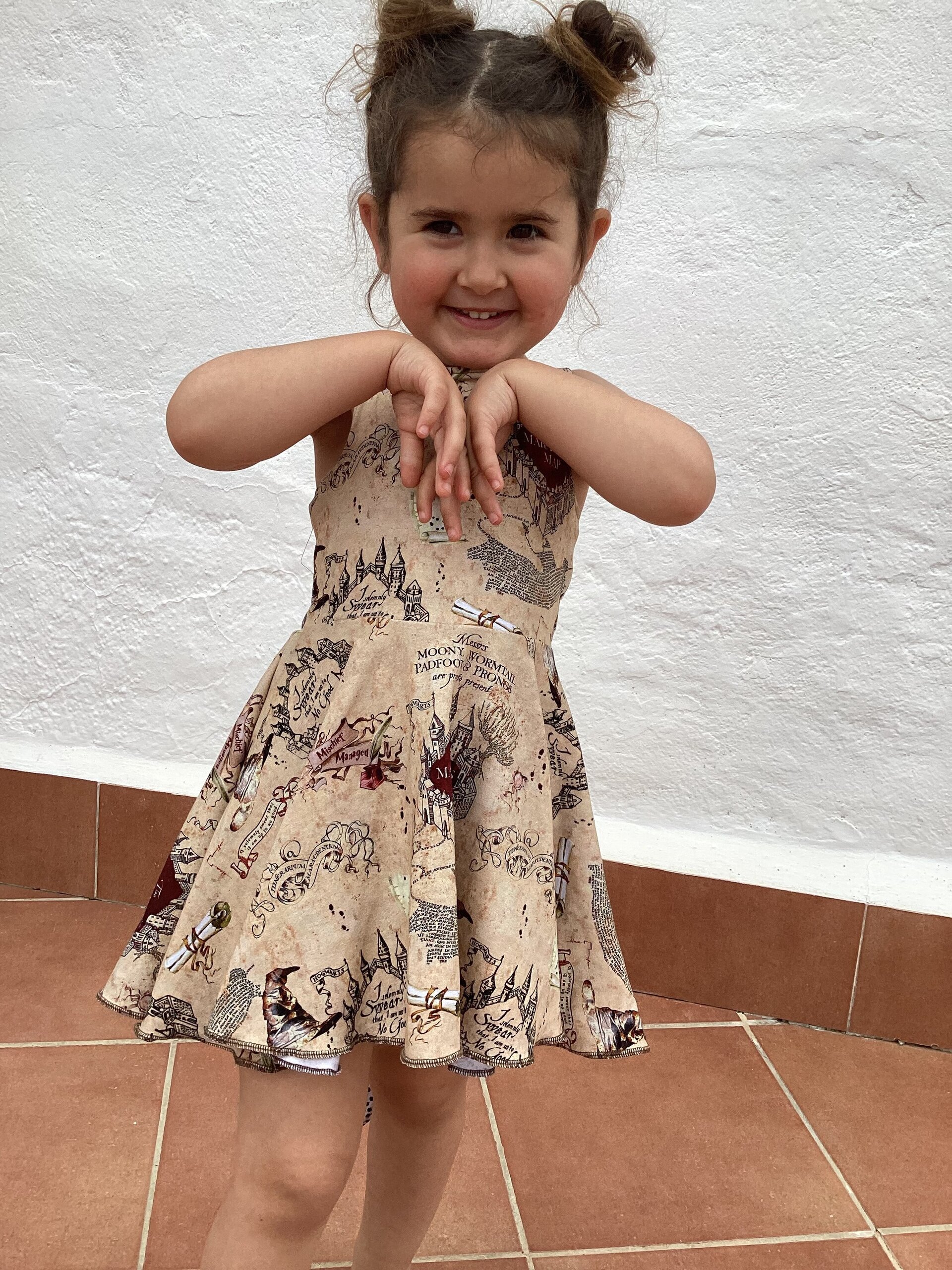 Vestido 1/3 punto. Lazo. Mapa merodeador. Harry Potter - 5